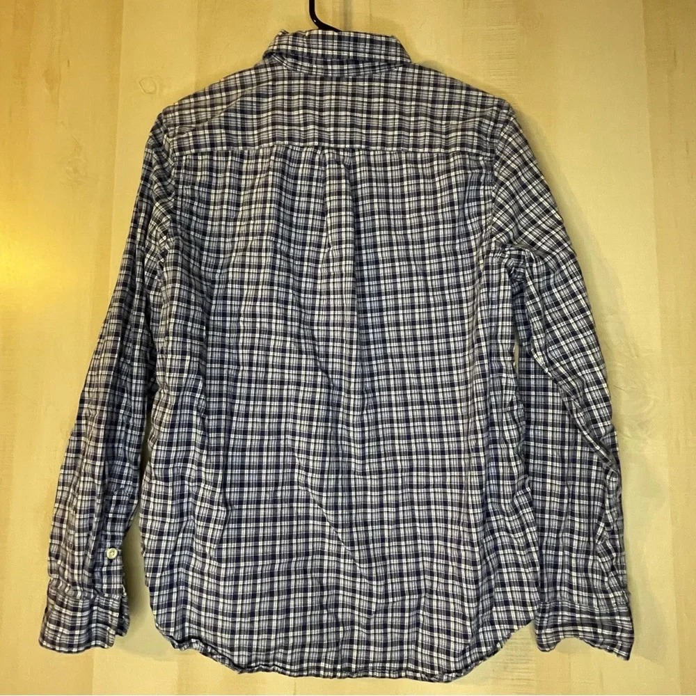 Ralph Lauren blue white plaid long sleeve button front shirt size XL Youth 18/20